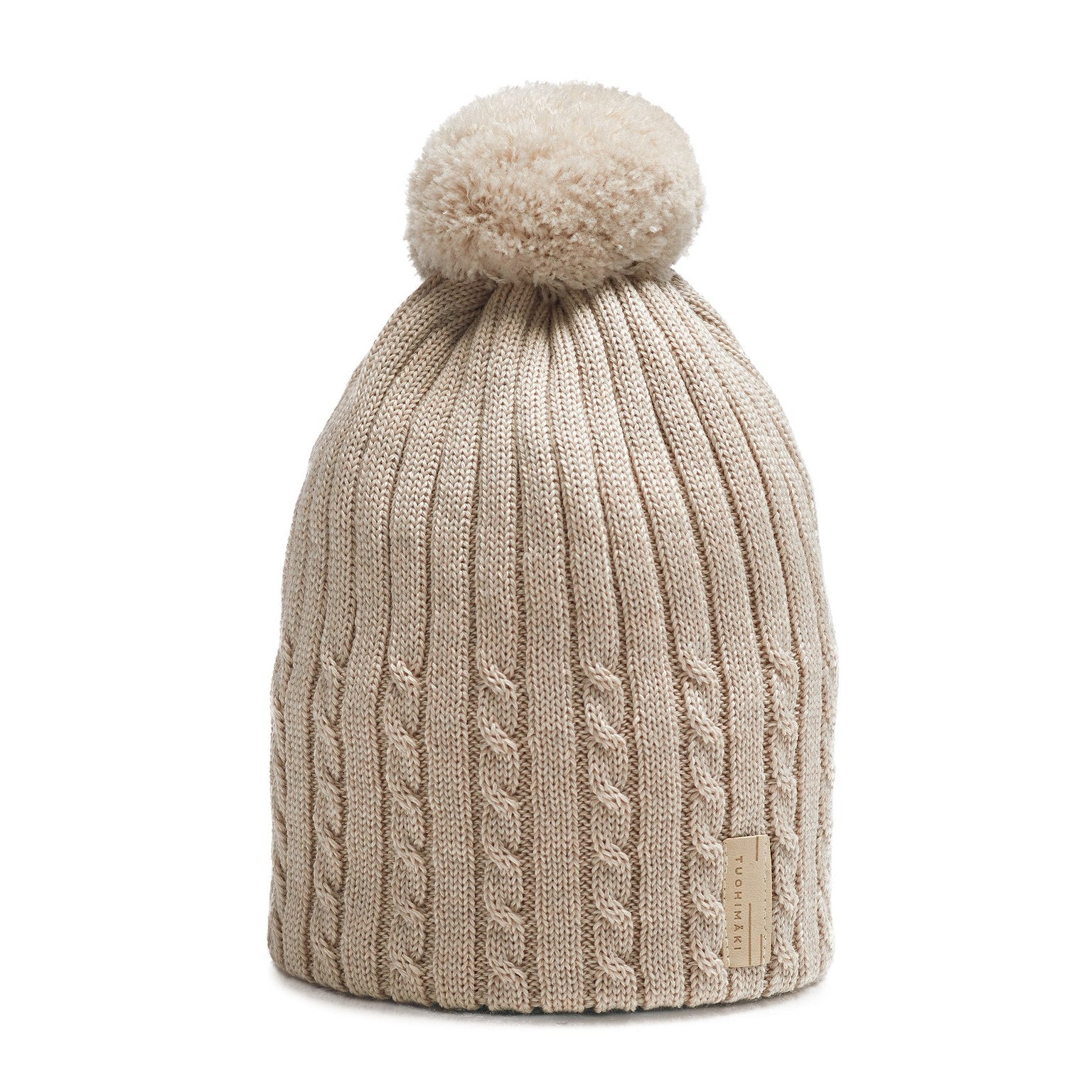 LINDA braid knit merino beanie with cotton lining