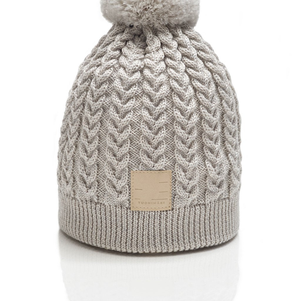 KATRI braided knit merino beanie with cotton lining
