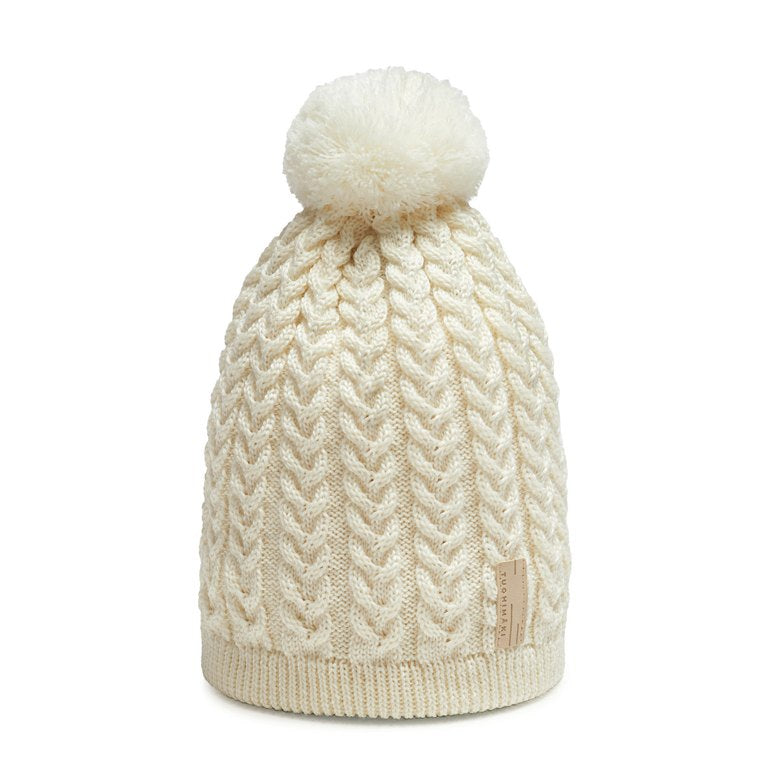 KATRI braided knit merino beanie with cotton lining