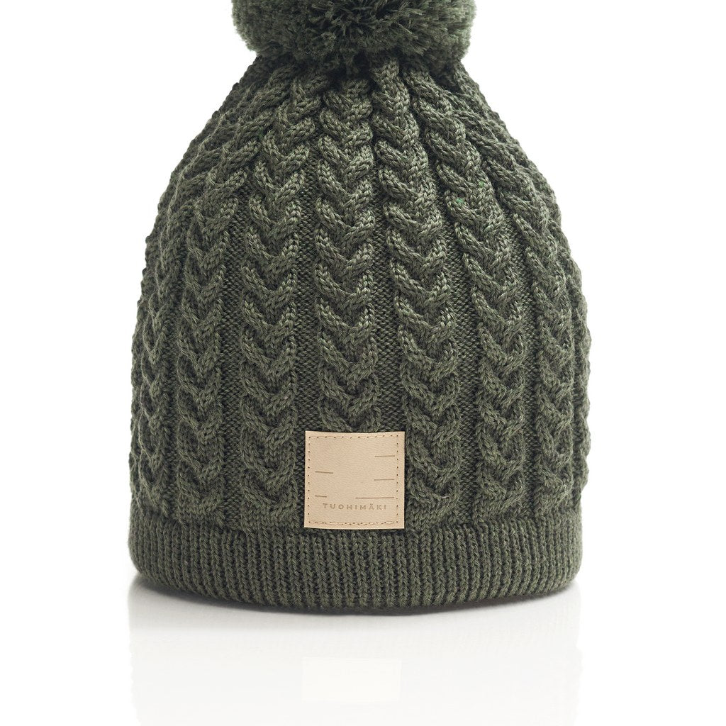 KATRI braided knit merino beanie with cotton lining