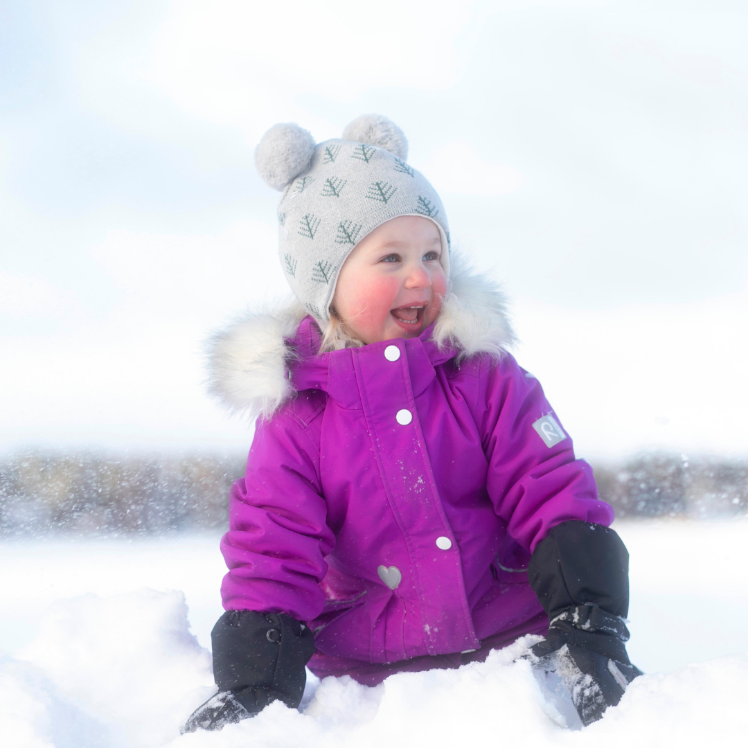 Children's ribbon beanie in merino wool for 2-4 year olds
